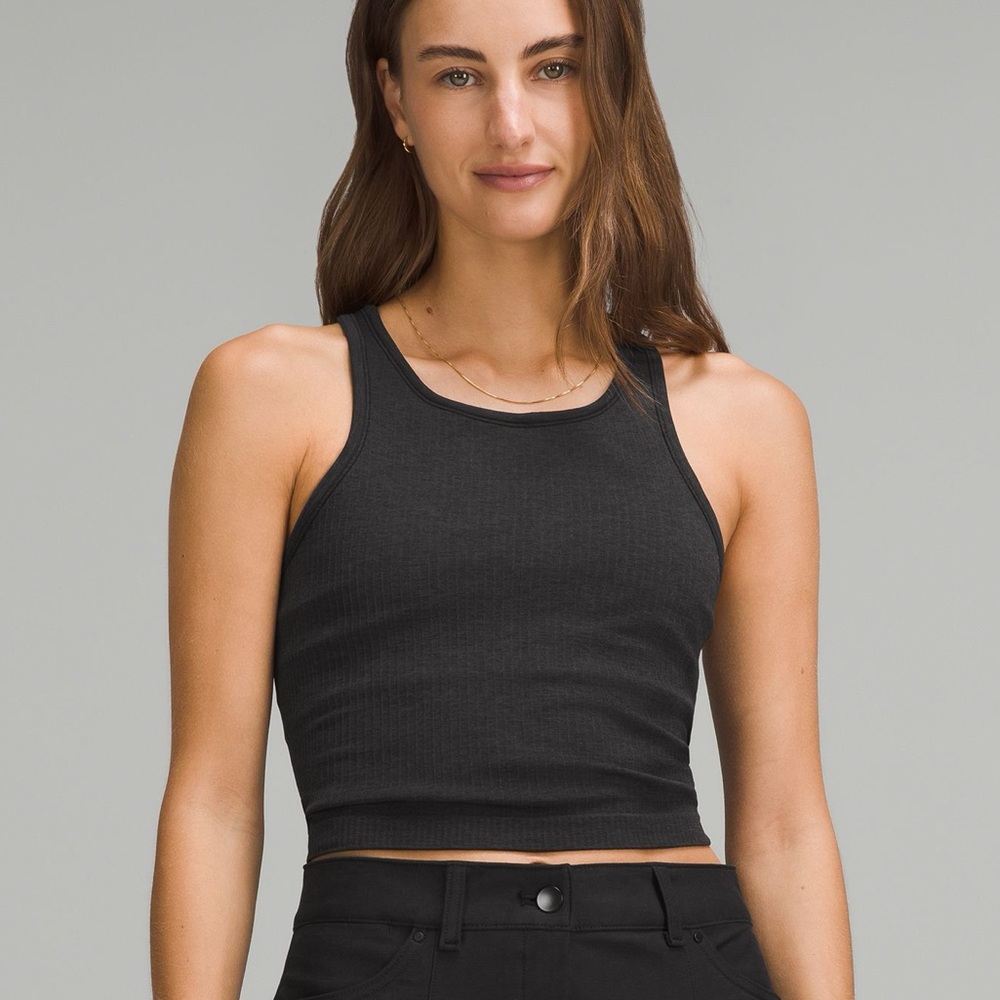 Lululemon ebb to street racer back sports bra grey black size 6